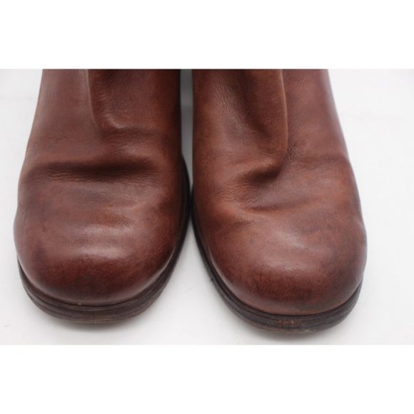 P Monjo Women's Size EU 37 Heeled Leather Boot Shoe Brown Buckle Strap - Picture 11 of 11